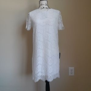 Lulu's lace mini dress white short sleeve womens S